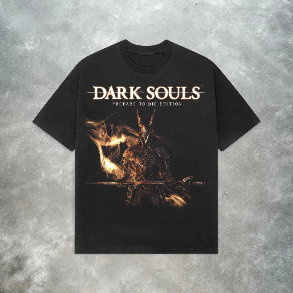 Camiseta Dark Souls Y2K: Camiseta Retro del juego FromSoftware, informal, de algodón puro, para parejas, para todas las estaciones, estilo urbano, camiseta extragrande