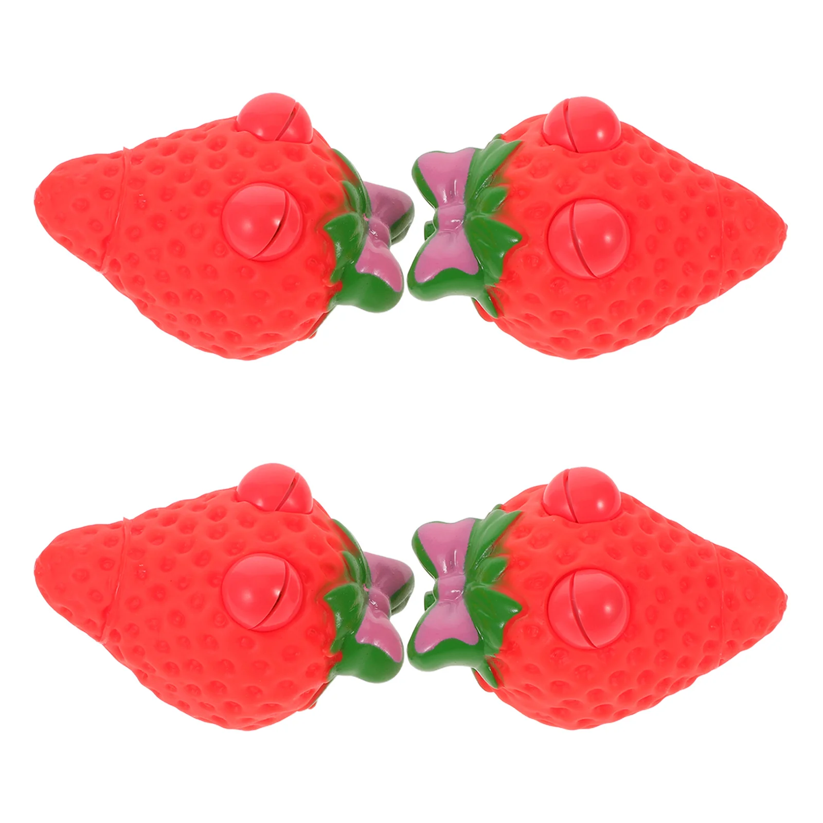 

4Pcs Simulation Strawberry Squeezing Stress Balls Realistic Plastic Strawberry Fidget Party Favor Fun Interactive Office Home