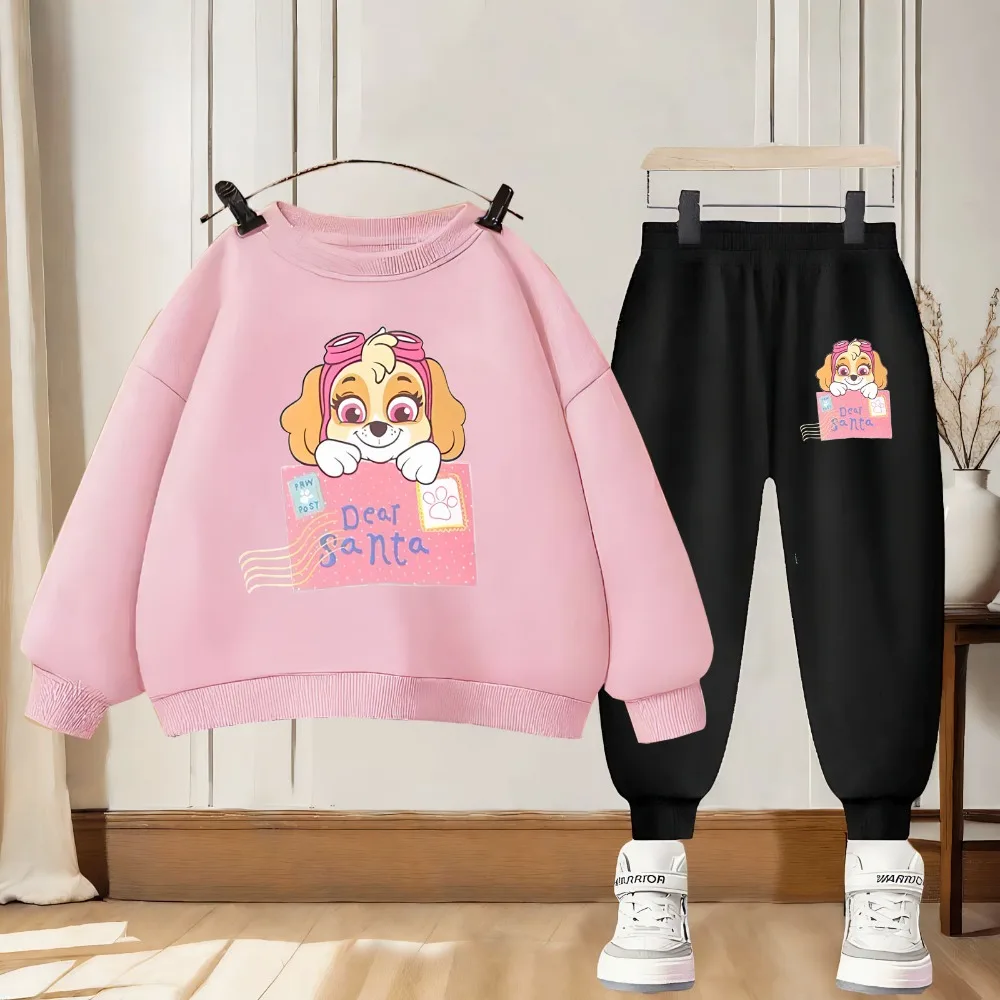 2026 Autumn Girls Casual Tracksuit Sweatsuits Cute Sweet Printed Kids O Neck Hoodies+long Pant 2piece Sets Child Sweatshirt Suit