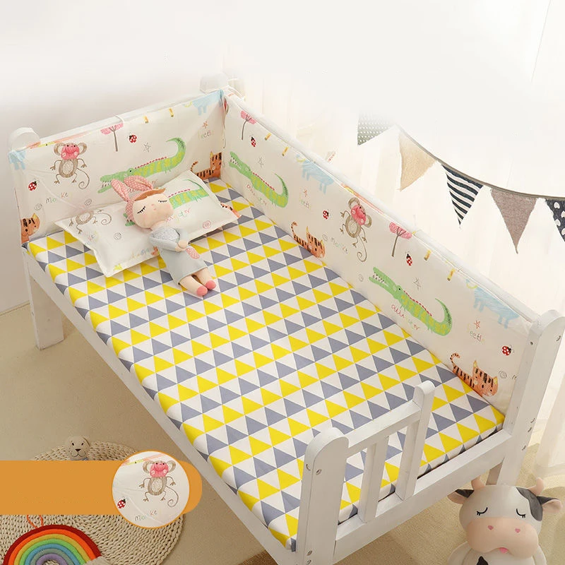 Engrossar Algodão One-piece Baby Bed Bumper Quatro Estações Universal Crianças Respirável Cama Bumpers Meninos Meninas Dos Desenhos Animados Cama Bumper