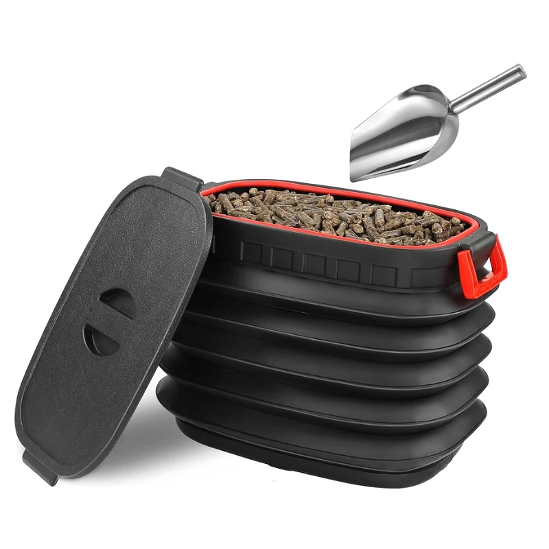 1PCS Wood Pellet Storage Containers with Spoon for Charcoal Wood Chips Birdseed Pet Food Water Grill Pellet Bin Pellet Bucket