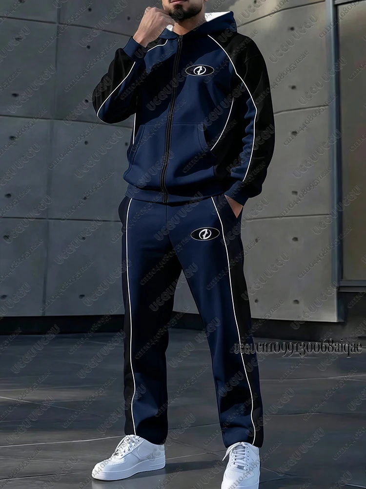 Autumn Winter New Men Tracksuit Suits Zipper Hoodies+Long Pants Sets Warm Coats Sports Pants Outdoor Sweatshirts Man Casual Sets view 3