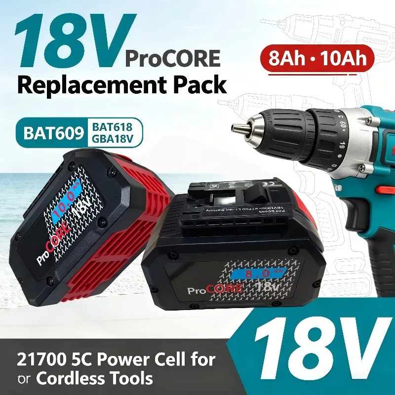 New ProCORE 8Ah 10Ah 18V Battery Replacement For BAT609 BAT618 GBA18V Cordless Machine 21700 5C
