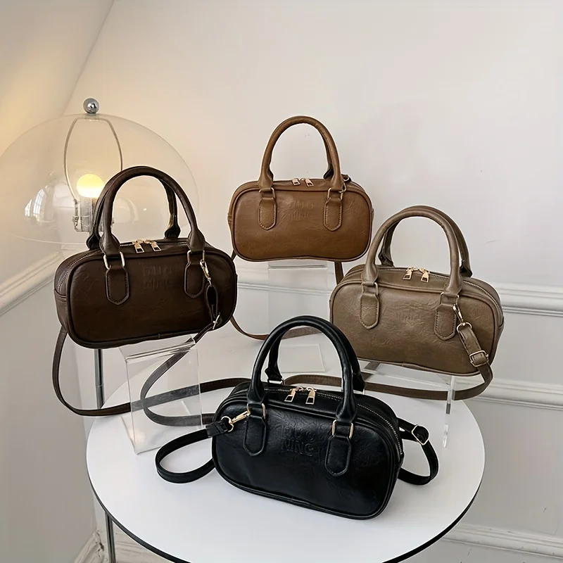 

Mini Classic Solid Color Satchel Bag, Top Handle Satchel Wallet For Women, Retro Style Wallet