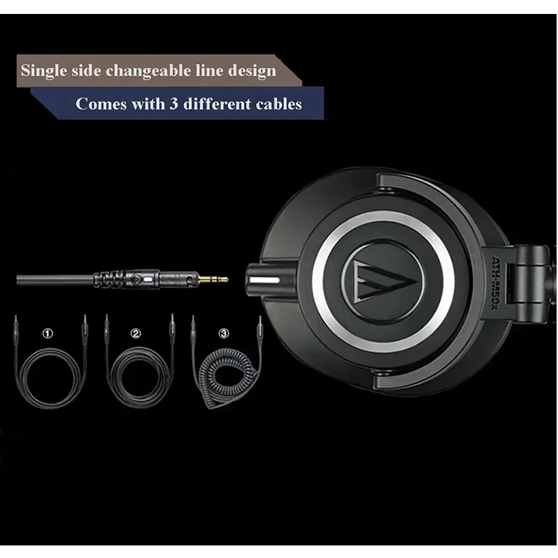 سماعات أذن أصلية من Audio Technica ATH M50X HIFI سماعات رأس احترافية مغلقة بالكامل سماعات رأس محمولة قابلة للطي
