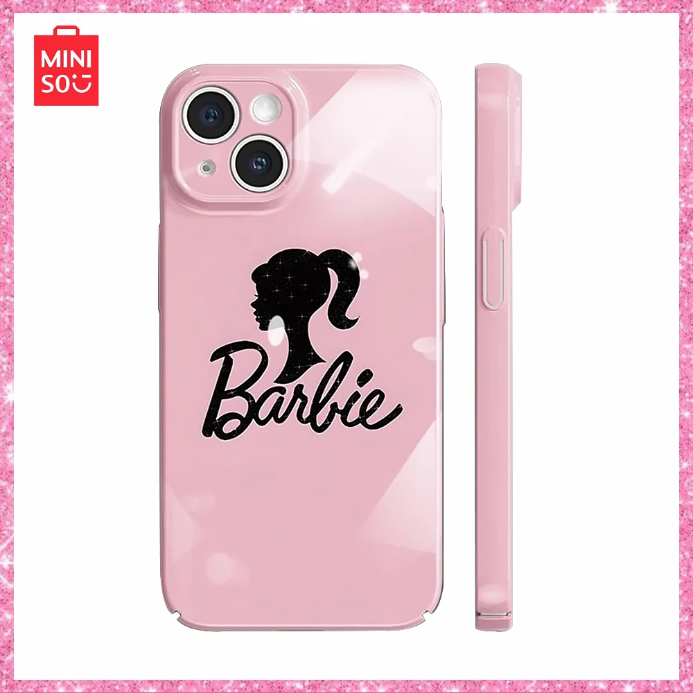 New Miniso Barbie 2023 Pink Cartoon Twinkle Full Case Anti Drop Case Iphone 15/14/13 Pro Max Accessories Girl Christmas Gift