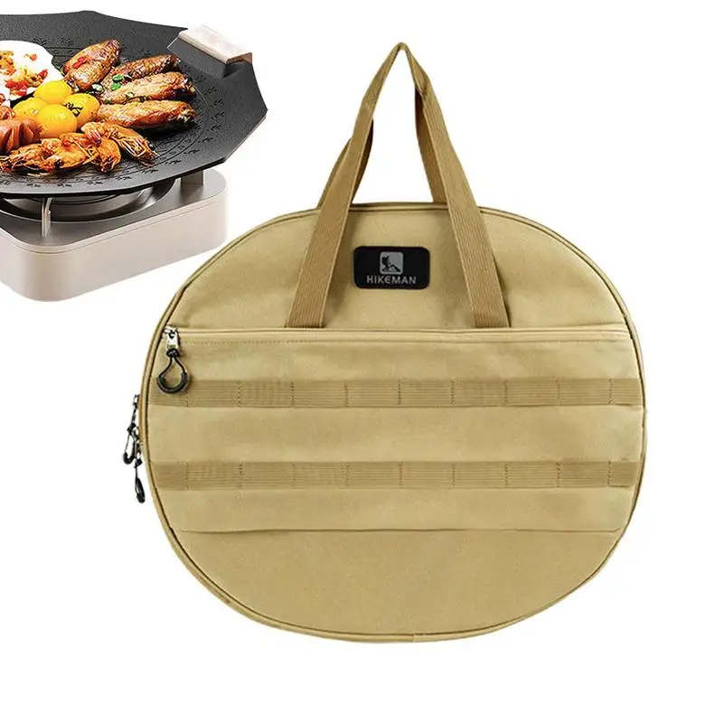 Barbecue Pan Pouch Portable Griddle Camping Bag 1000D Oxford Cloth Creative Frying Polyester Storage Cookware