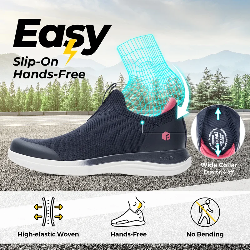 FitVille Wide Fit Women's Slip-On Shoes with Arch Support, Comfortable for Walking, Orthopedic Sneakers that Relieve Foot Discom