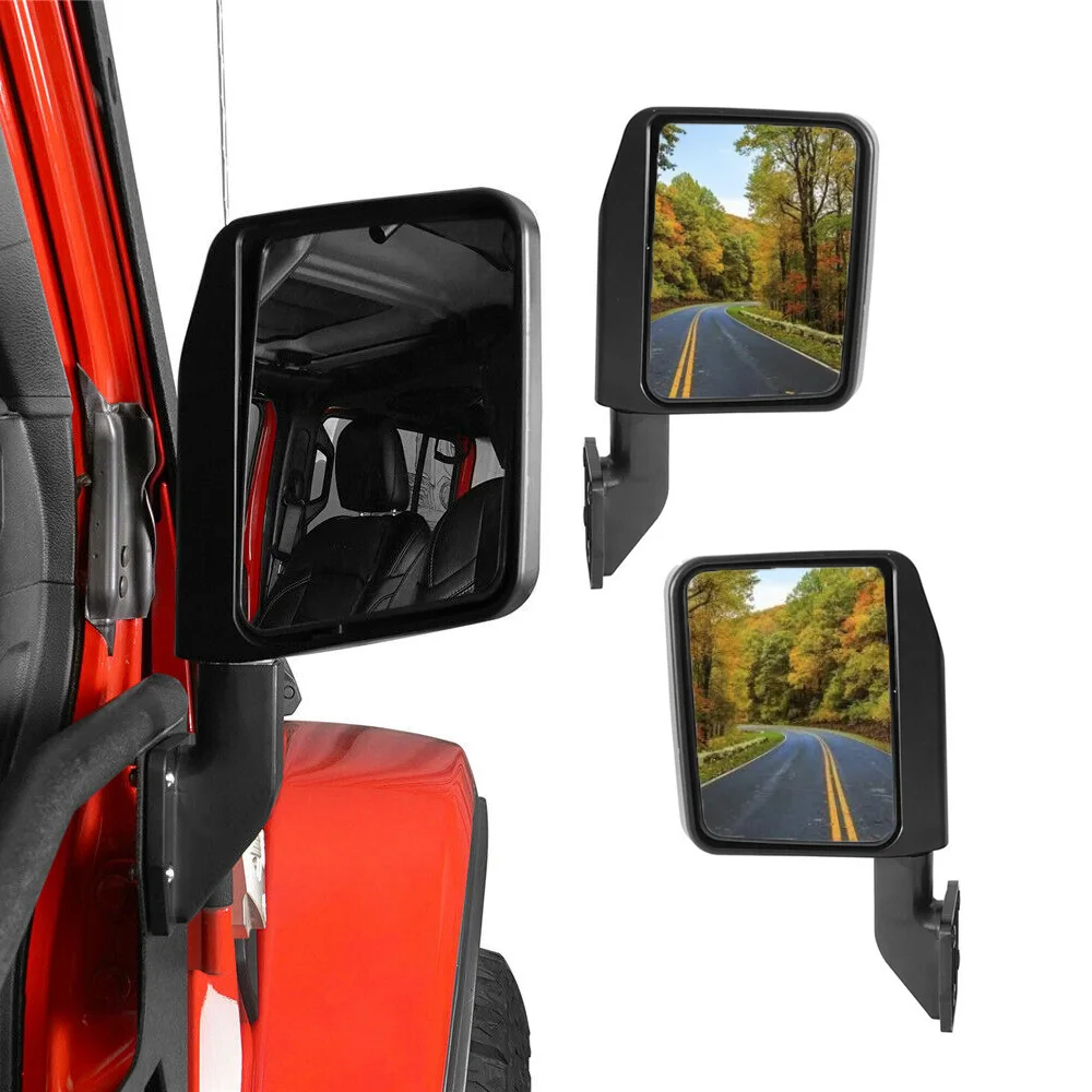 Universal 2PCS Rear View Mirrors Mounted for Jeep Wrangler 1997-2021 Half Doors