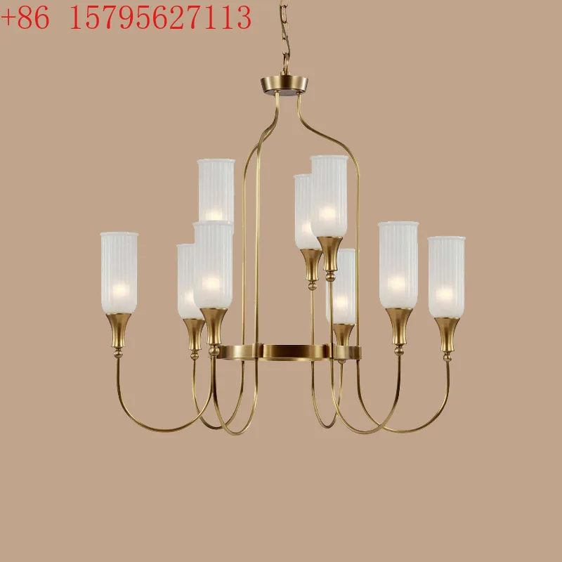 

Американские сельские полностью медные простые европейские стеклянные лампы из чистой меди для гостиной, спальни, кабинета