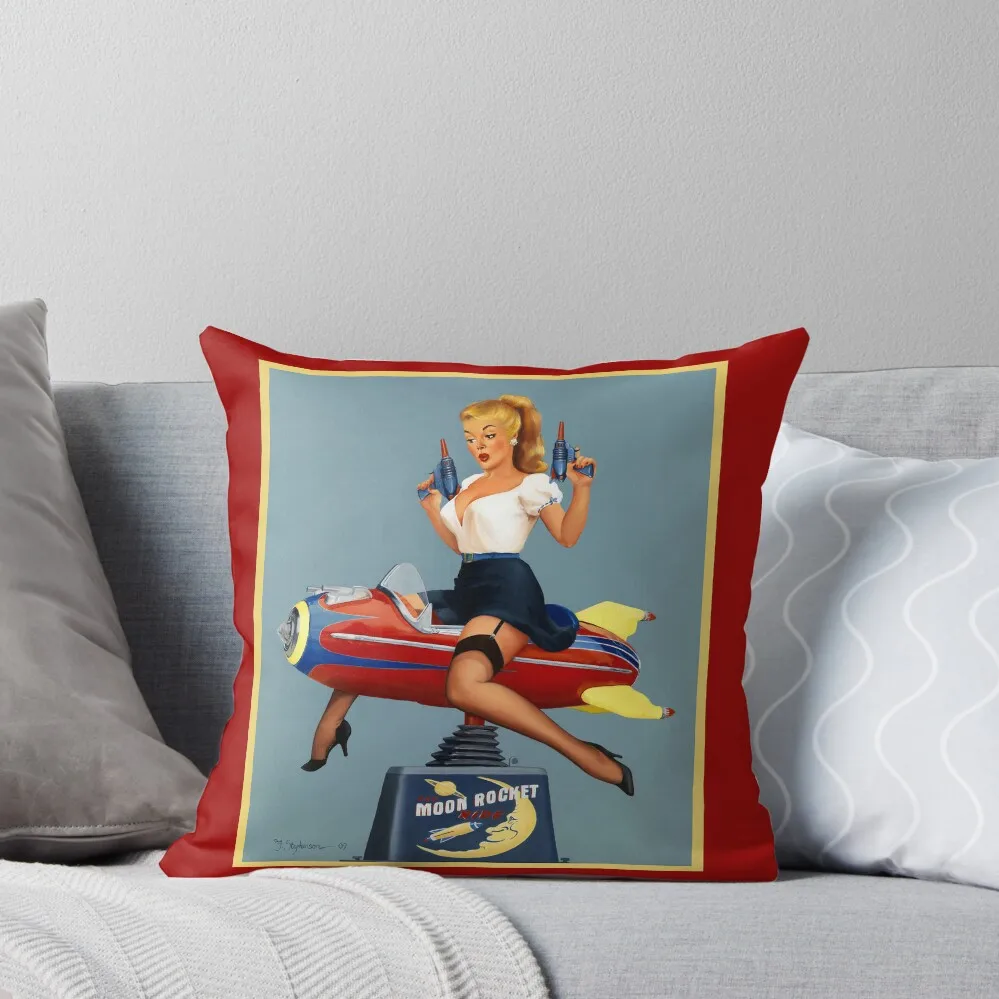 

Pin-Up Girl 'Moon Rocket Ride' Throw Pillow Pillowcases Bed Cushions Cushion Covers For Living Room