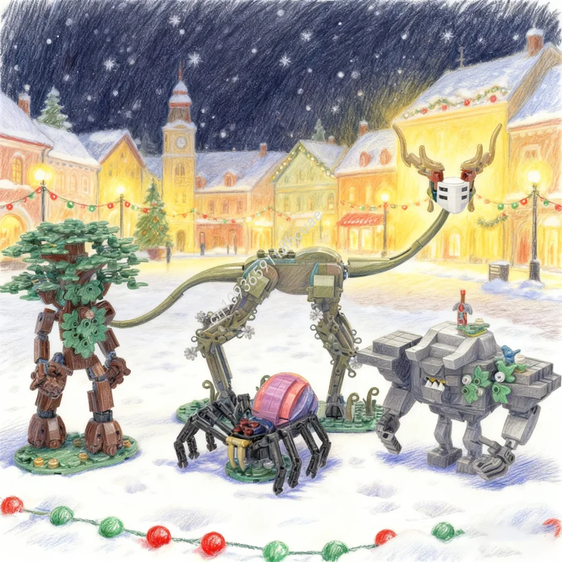 

1085 шт. MOC лесные существа Фэнтези Блакитный замок Модель Строительные блоки Игрушки Строительство Рождественские подарки Идея Образование