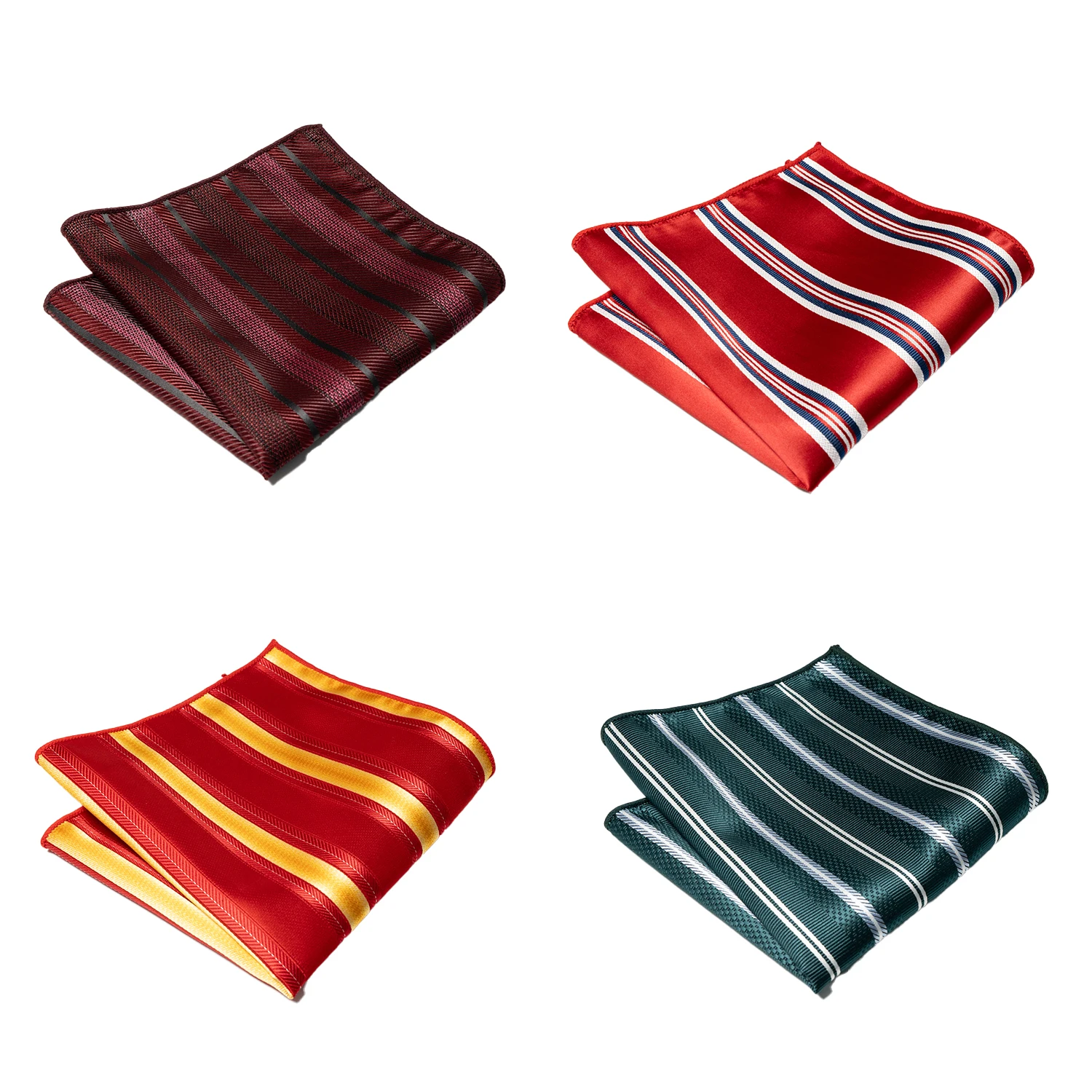 4er-Set klassische Herren-Einstecktücher mit Paisley- und Streifenmuster – Anzug- und Hemd-Accessoires für Hochzeiten und Partys, Marineblau und Rot – Detail 13