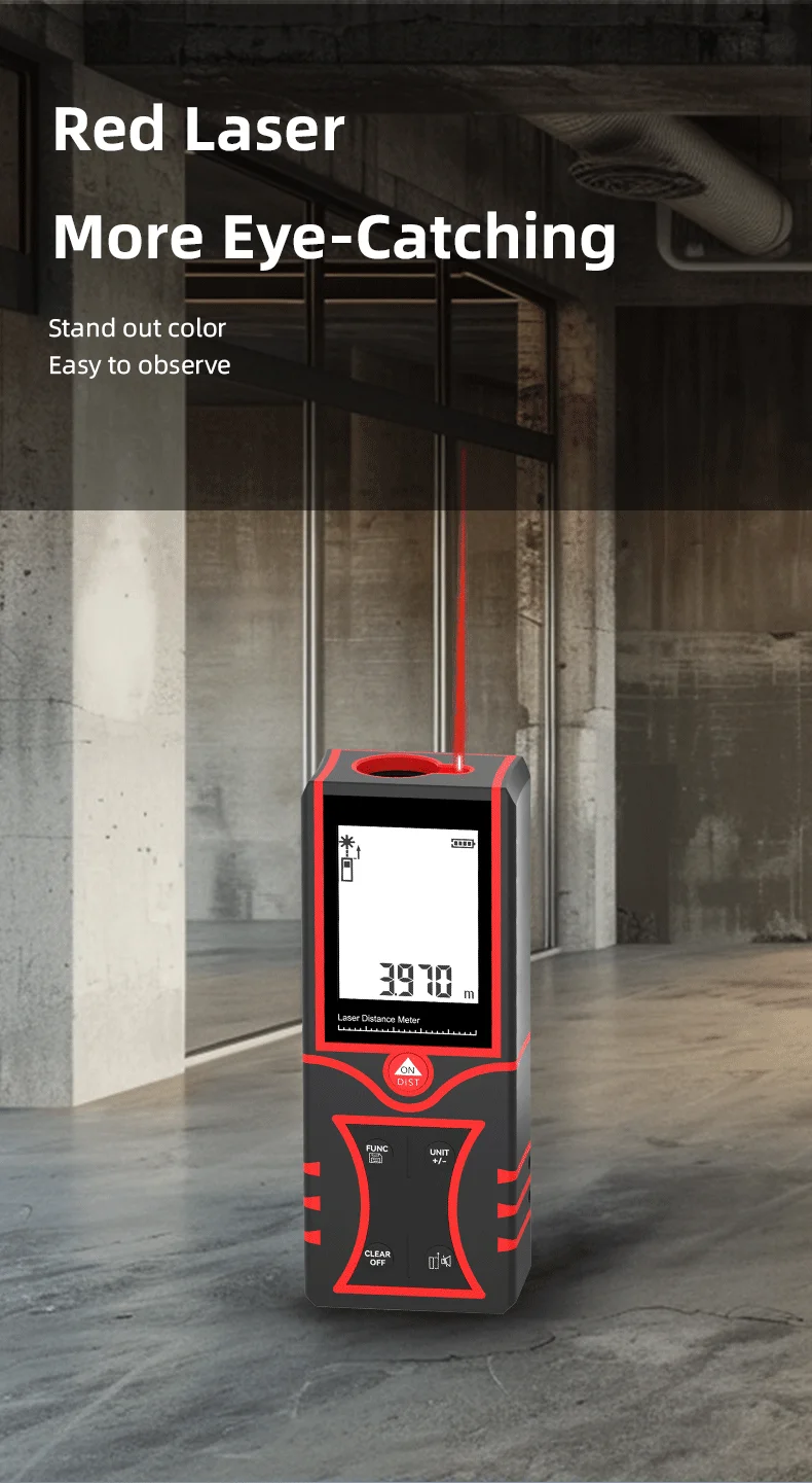 Model GS-16 Industrial Red Laser Tape Measure 120m Laser Distance Meter Rangefinder IP54 Rated ISO9001 Certified with Horizontal view 4