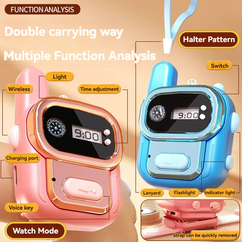 Montre Talkie Walperforée sans fil avec lumière pour enfants, chargement USB, interphone extérieur scolaire, jouet éducatif pour enfants, cadeaux