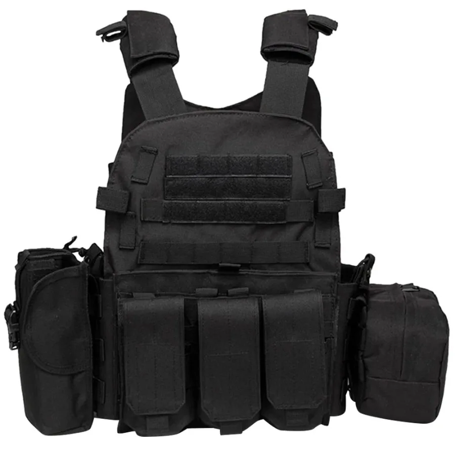 

Тактический жилет Kaevixdio Molle, регулируемый, армейский, штурмовой, для боя, с креплением для бронеплит, черный, в военном стиле, для охоты, тактический жилет Molle для активного отдыха