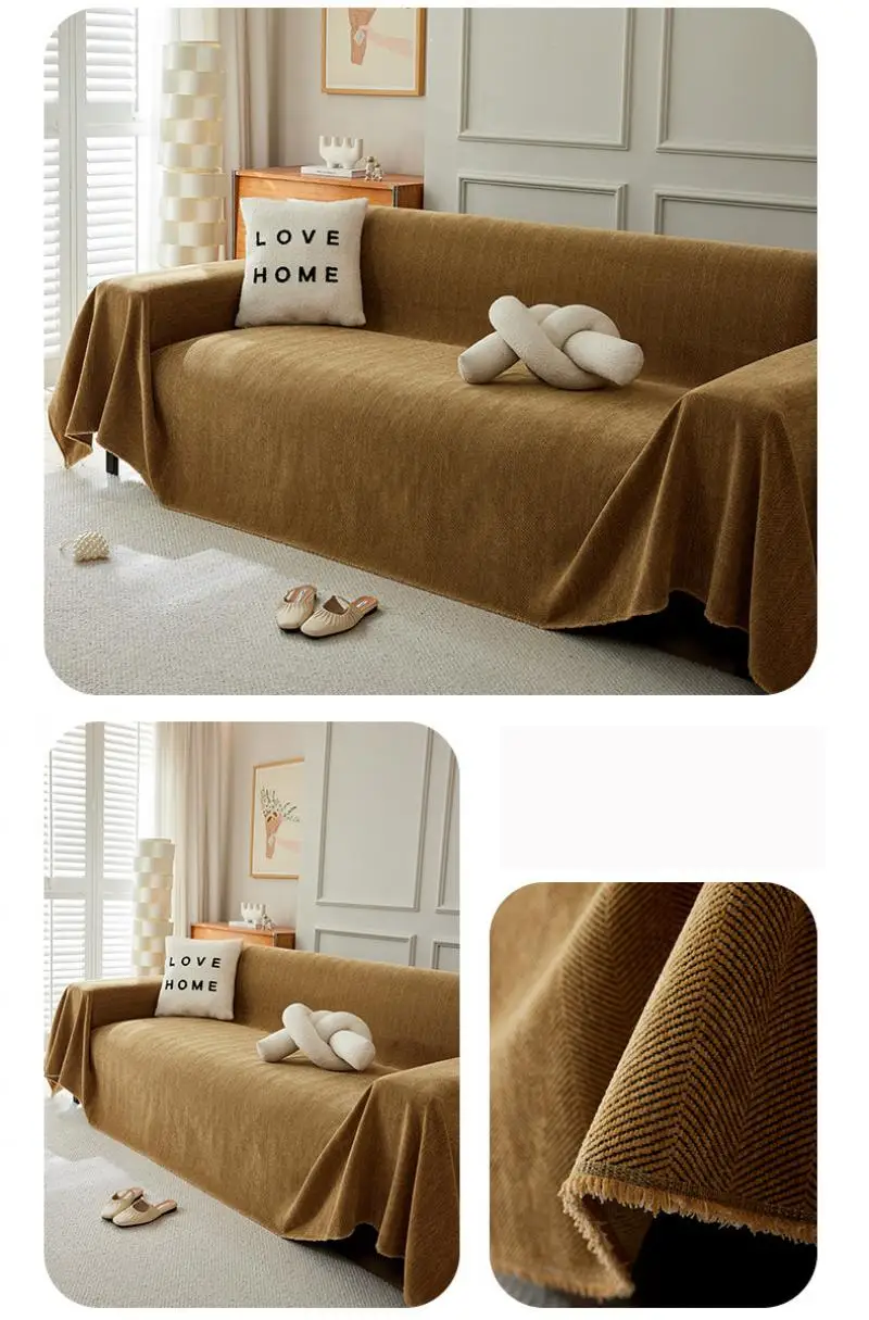 Einfaches Chenille-Sommer-Sofa-Handtuch Einfarbig Multifunktionales Dekoratives Heim-Sofa-Handtuch Sommer Universelle Sofa-Abdeckungen – Detail 16