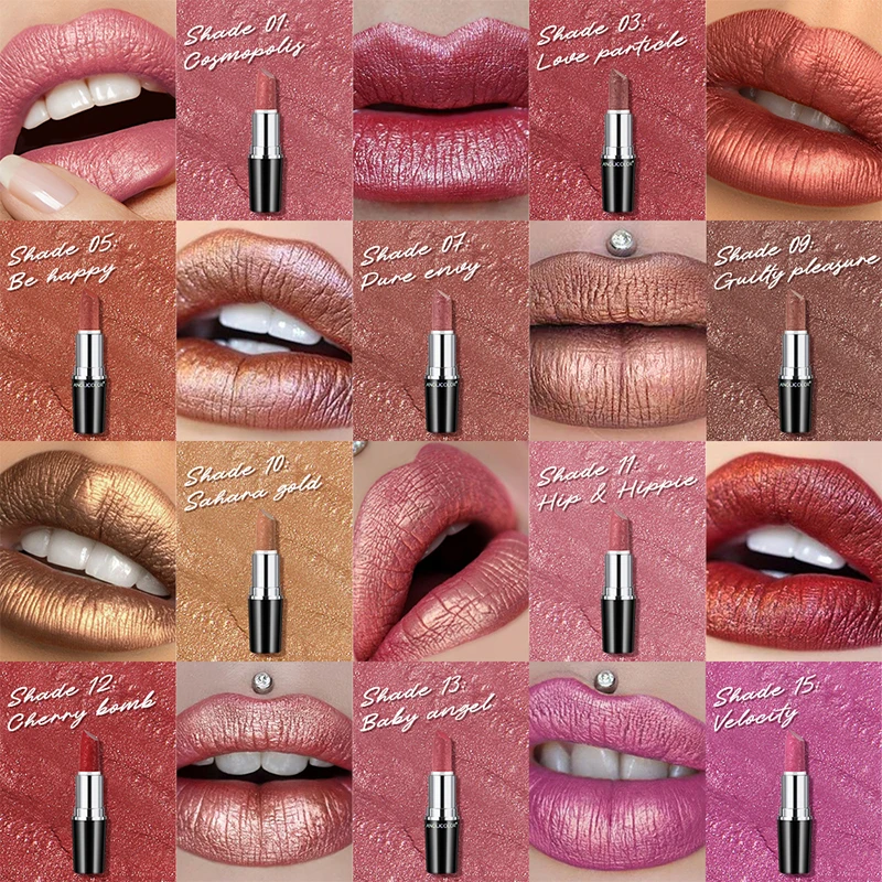 Perlglanz-Lippenstifte in 10 Farben, kein Farbverlust, kein klebriger Becher, langanhaltender, feuchtigkeitsspendender und feuchtigkeitsspendender, farbverschiebender Lippenstift