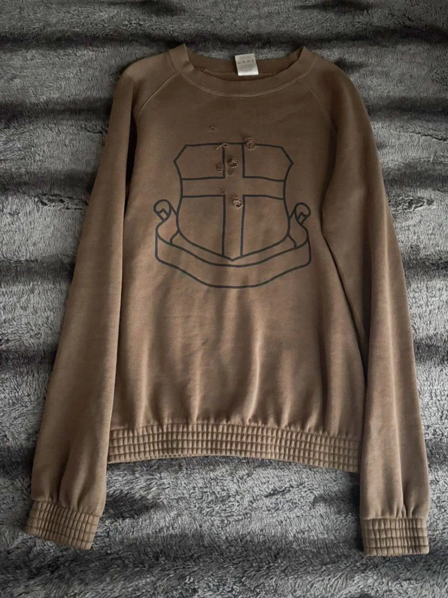 

NumberNine Sle Worn Long Sve Hoodie ield Damage Weathered Casual Cotton Breathable Elastic ex round Ne Sweatirt