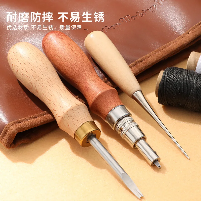 Leather knife grooving device, printing and punching leather accessories combination, leather art tools