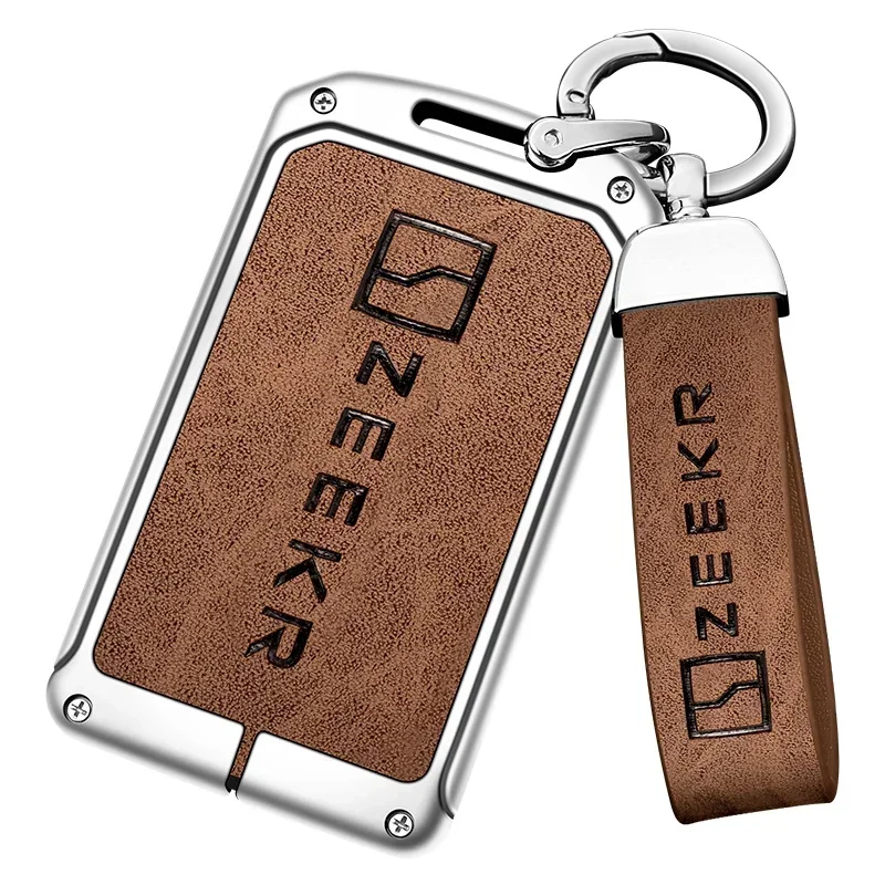 2023 2022 New Zinc Alloy+Leather TPU Car Smart  Card Slice Remote Key Bag Protective Shell Buckle For ZEEKR 001 009 Accessories