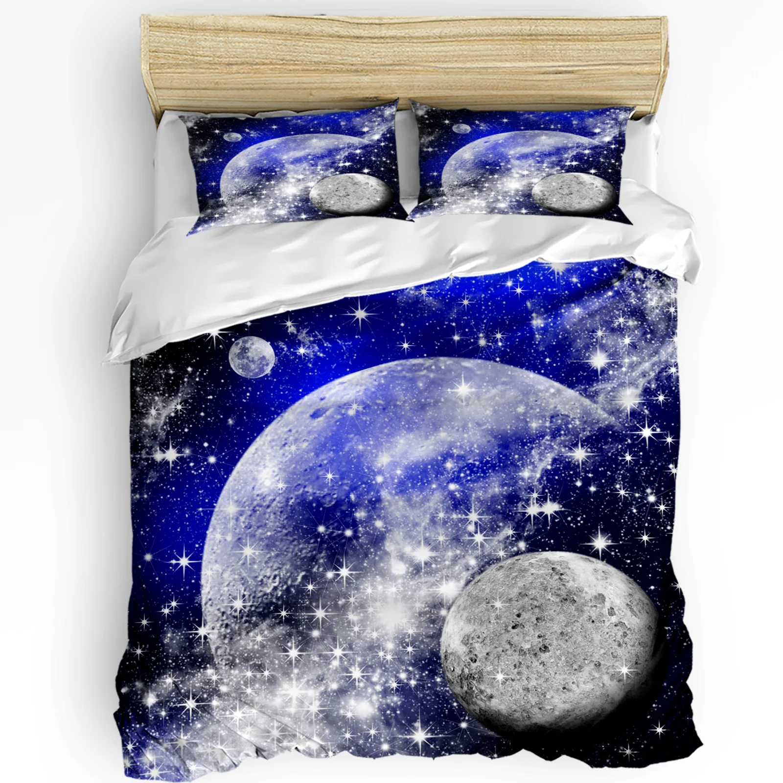 

Planet Fantasy Moon Stars Universe 3pcs Duvet Cover Set with Pillow Case Double Comforter Bedding Set Quilt Cover Couple Bed