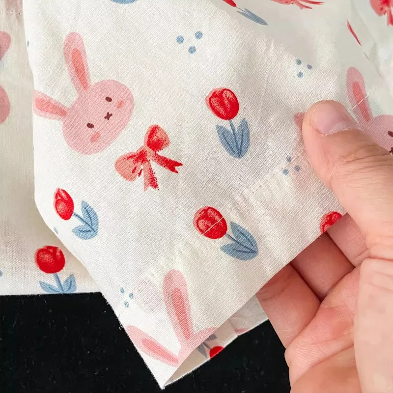 EBAIHUI-Camisa con estampado de conejo francés para mujer, blusa holgada y bonita de manga corta, cárdigan con protección solar único para verano