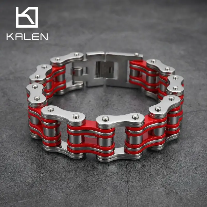 

KALEN Classic Men's Stainless Steel Bracelet Cool Punk Bicycle Motorcycle Chains Fashion Jewelry Practical Aesthetic Feeling
