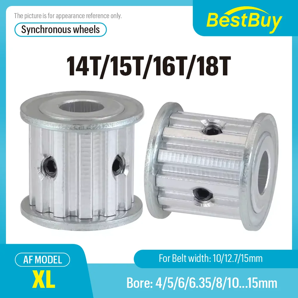 XL 14T/15T/16T/18 зубьев, синхронный шкив ГРМ, диаметр 4/5/6/6,35-16 для ширины 10/12,7/15 мм, ремень XL, шкив ГРМ типа AF