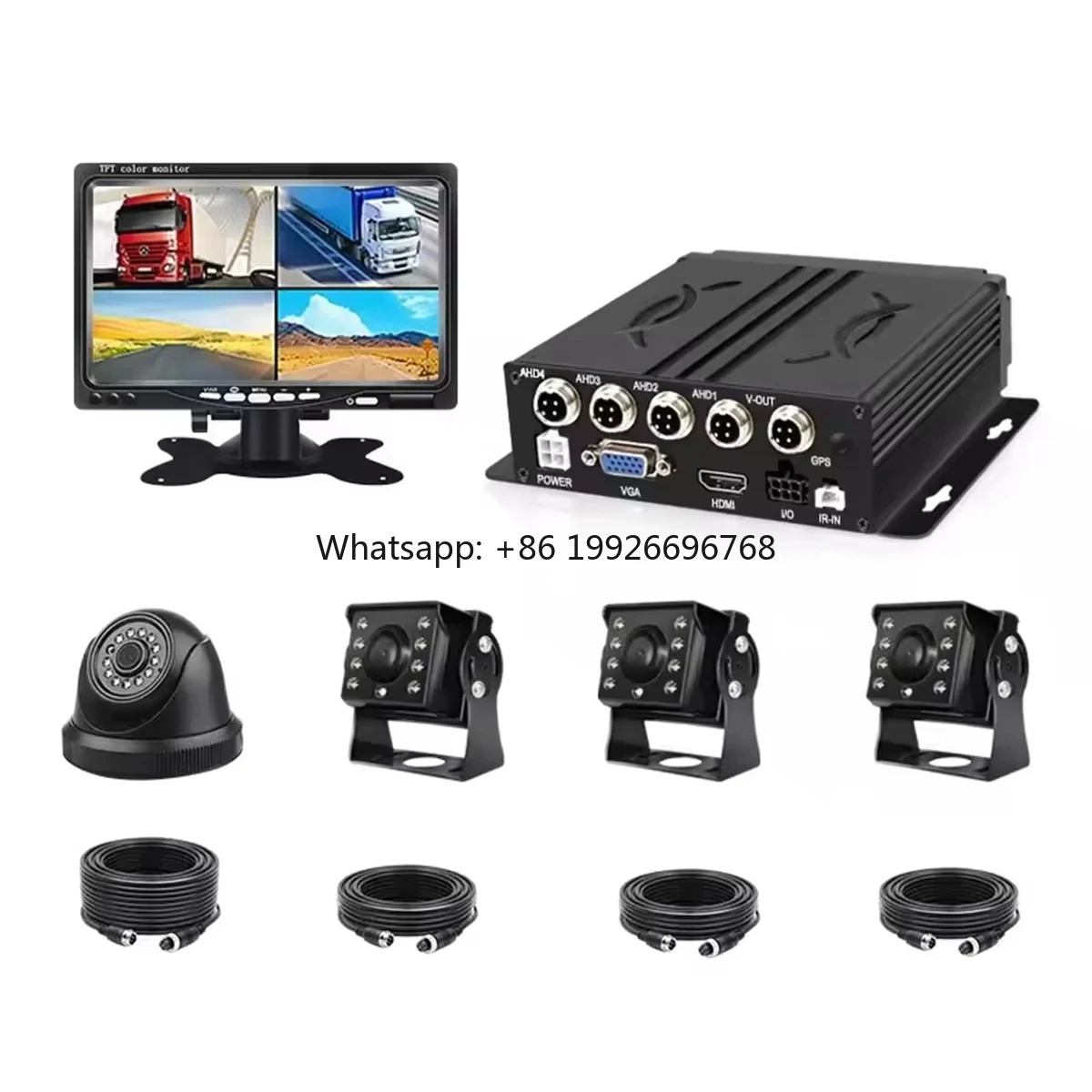 

4 Channel 1080p Car Special Vehicle CCTV MDVR GPS 4G WIFI Camera System Mobile DVR AI DSM 10.1 Inch Monitor Kit
