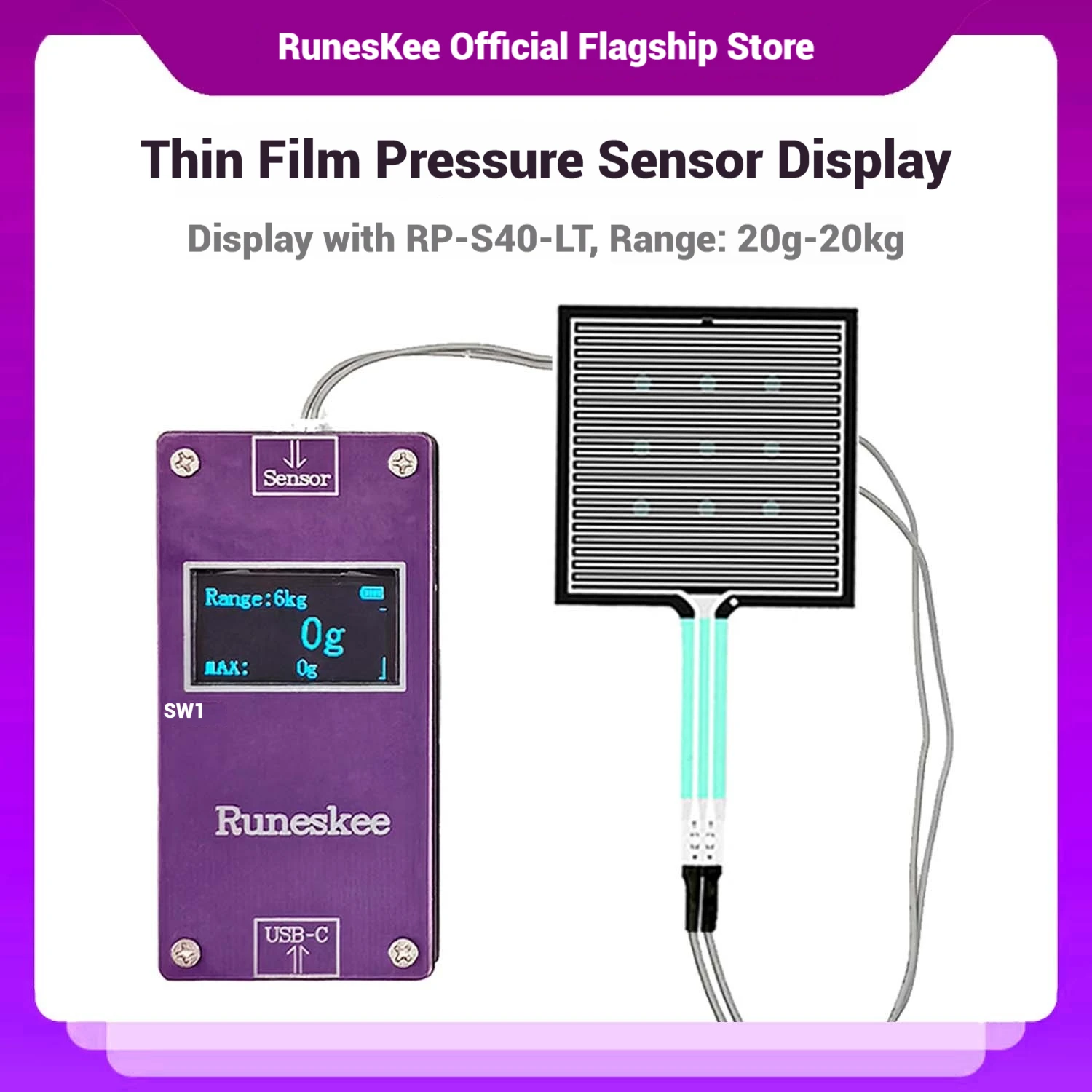 

20kg RP-S40-LT with Digital Thin Film Pressure Sensor Display CMCU-05A Pressure Transmitter Module DIY Transducer