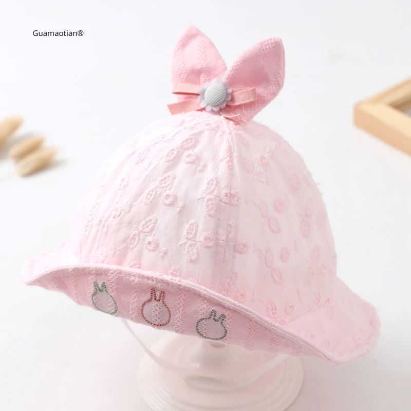 2024 Autumn New Fashion Kids Hats for Sun Protection Toddlers Cute Cotton Bucket Caps Girls Sunshade Headwear Accessories 6-18M