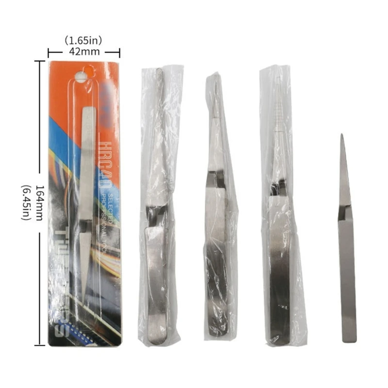 652F Lock Stainless Steel Reverse Action Pointed Round Tweezers Hand Tools