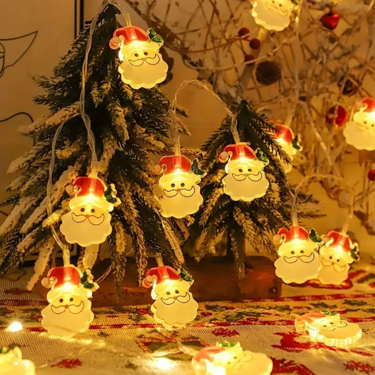 1pc Christmas String Lights Christmas Tree & Snowman & Santa Claus LED Fairy Lights For Home Xmas Trees Wedding Indoor Decor