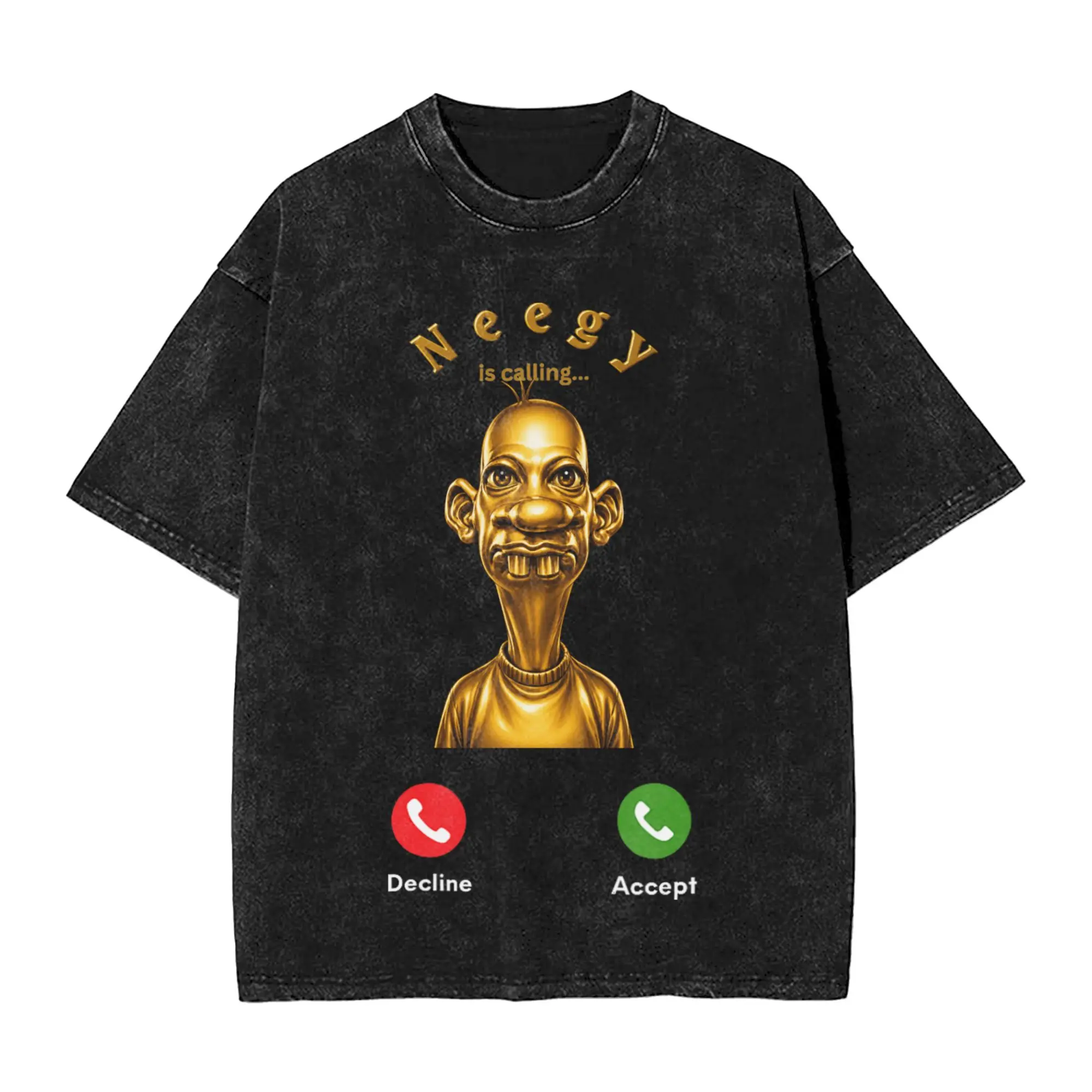 Neegy is Calling T Shirt Washed Cotton High Street T-Shirts  Vintage for Men Women Tops Streetwear Printed Tees