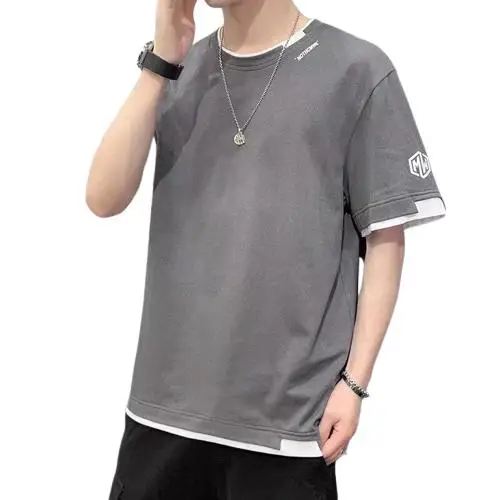 

Ice Silk ort Sve T-irt Men's Summer Loose Fit Faion Brand Casual Top Polyester Fiber Anti-Wrinkle Treaent