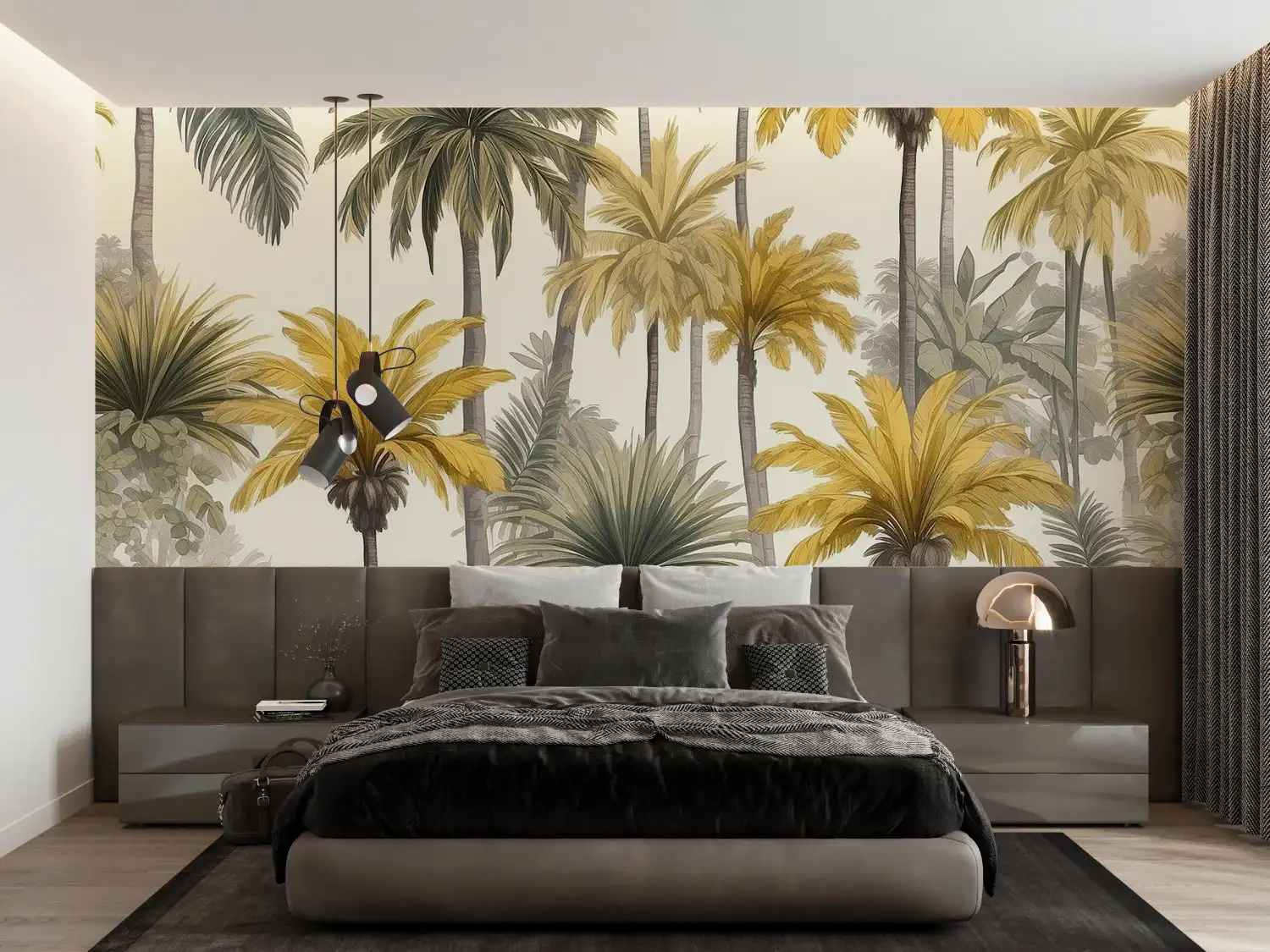 Custom Tropical Palm Tree Mural Vintage Gold Green Palm Leaf Wallpaper Personalized Living Room Bedroom TV Background Wall Decor