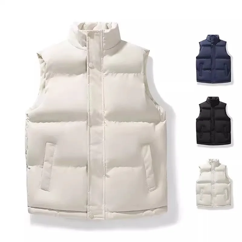 Men's Casual Thickened Warm down Vest Autumn Winter Loose Fit Stand Collar Large Size Couple's Shoulder Coat Sleeveless