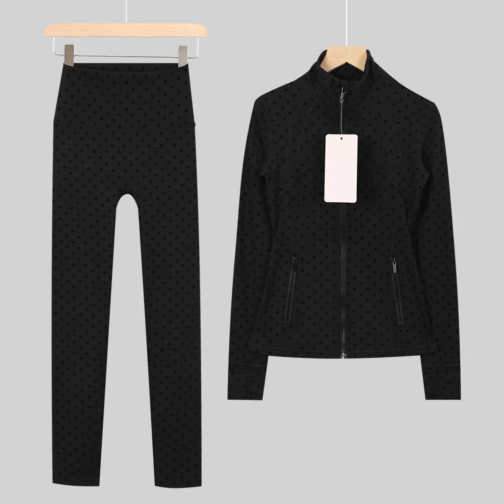 Women's Yoga Sport Jacket Set Yoga Clothes Running Fitness Casual Jacket Active Wear Clothing Nine-point Pants