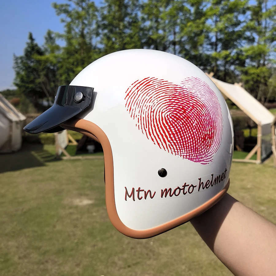 

WHite Pink Heart Motorcycle Helmet National Standard 3c Certification 3/4 Helmet for Women Four Seasons Universal