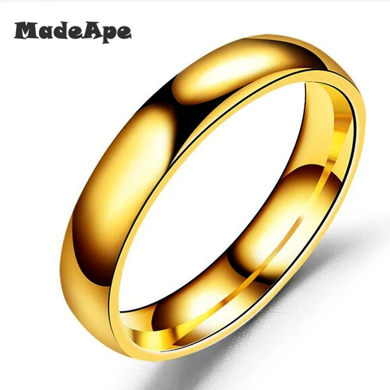 MadApe 4mm Wedding Rings Wholesale Stainless Steel Fashion Glossy Face 4 Color Love Couple Rings For Women Men Classic Jewelry