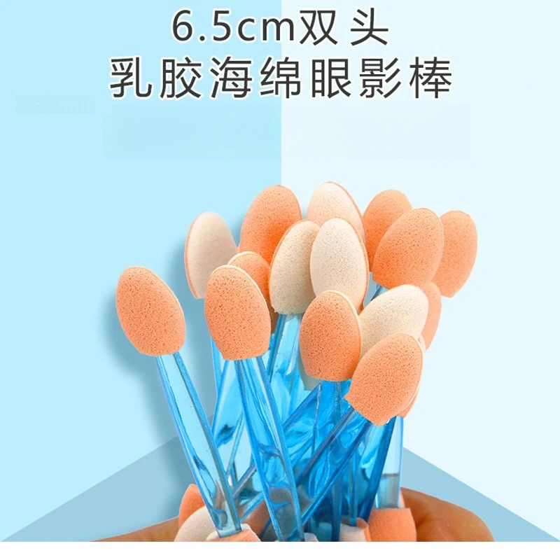 100 Teile/beutel Kurze Pol Doppel Kopf Schwamm Lidschatten Stick Multi-farbe Einweg Lidschatten Pinsel Einfache Wisch Make-Up-Tool