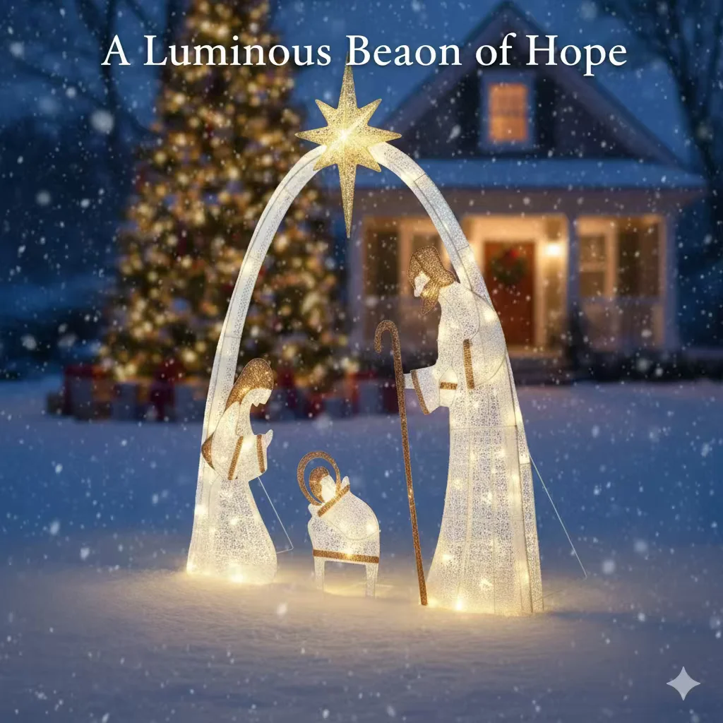 

5.5FT Outdoor Lighted Nativity Scene Waterproof With Light Nativity Scene Christmas Decoration Easter Yard Decoration