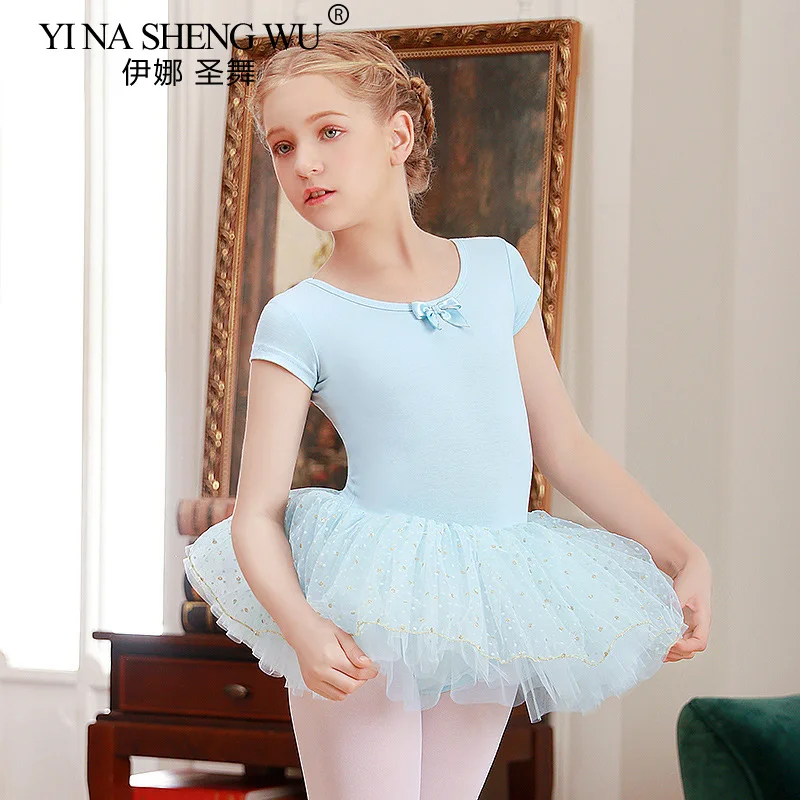 Robe Tutu de danse de Ballet pour filles, manches courtes/longues, en Tulle, avec nœud papillon, pour patins, gymnastique, noël, fête d'anniversaire, justaucorps rose