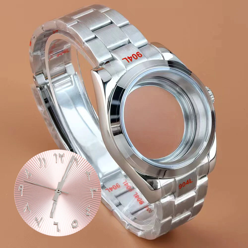 

36mm/39mm NH35 Watch Case Oyster Strap with dial hands set Stainless Steel For Seiko NH35 NH36 Movement Sapphire Glass Case