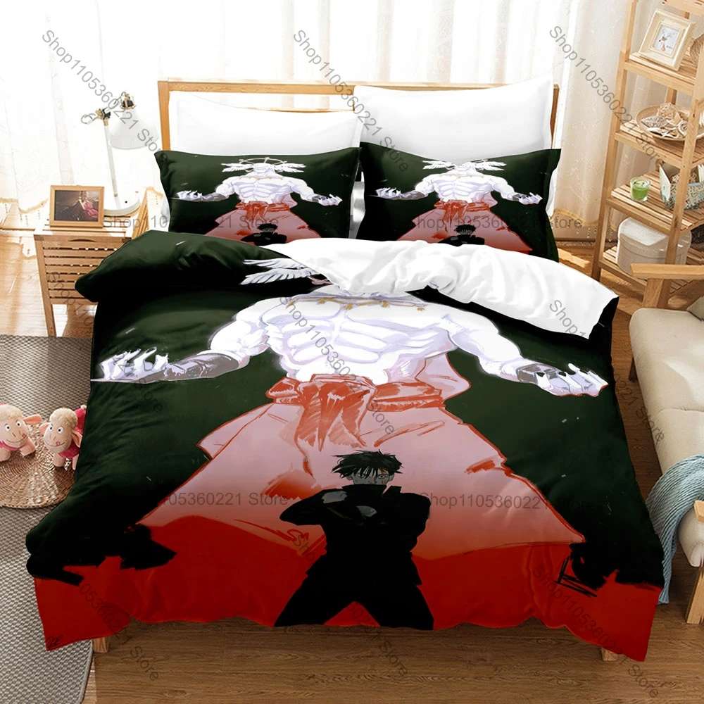 Cool Mahoraga Duvet Cover + 2 Pillowcases Kaisen Divine General Ten Shadows Shikigami Print Bedding Set Soft Fabric Decor Anime