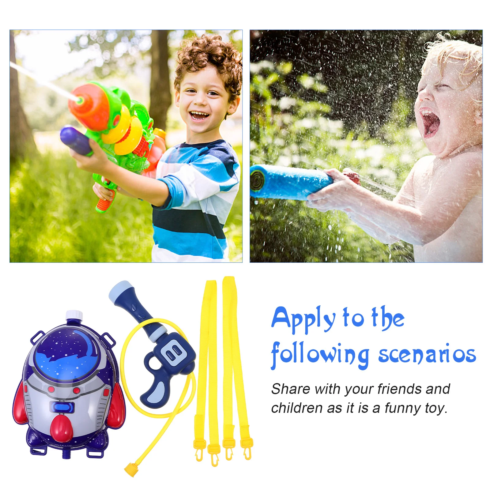 

1 set Backpack Water Gun Blue 5-8M Kids Pool Range Durable Plastic Kids Summer For Pool Beach Outdoor Play