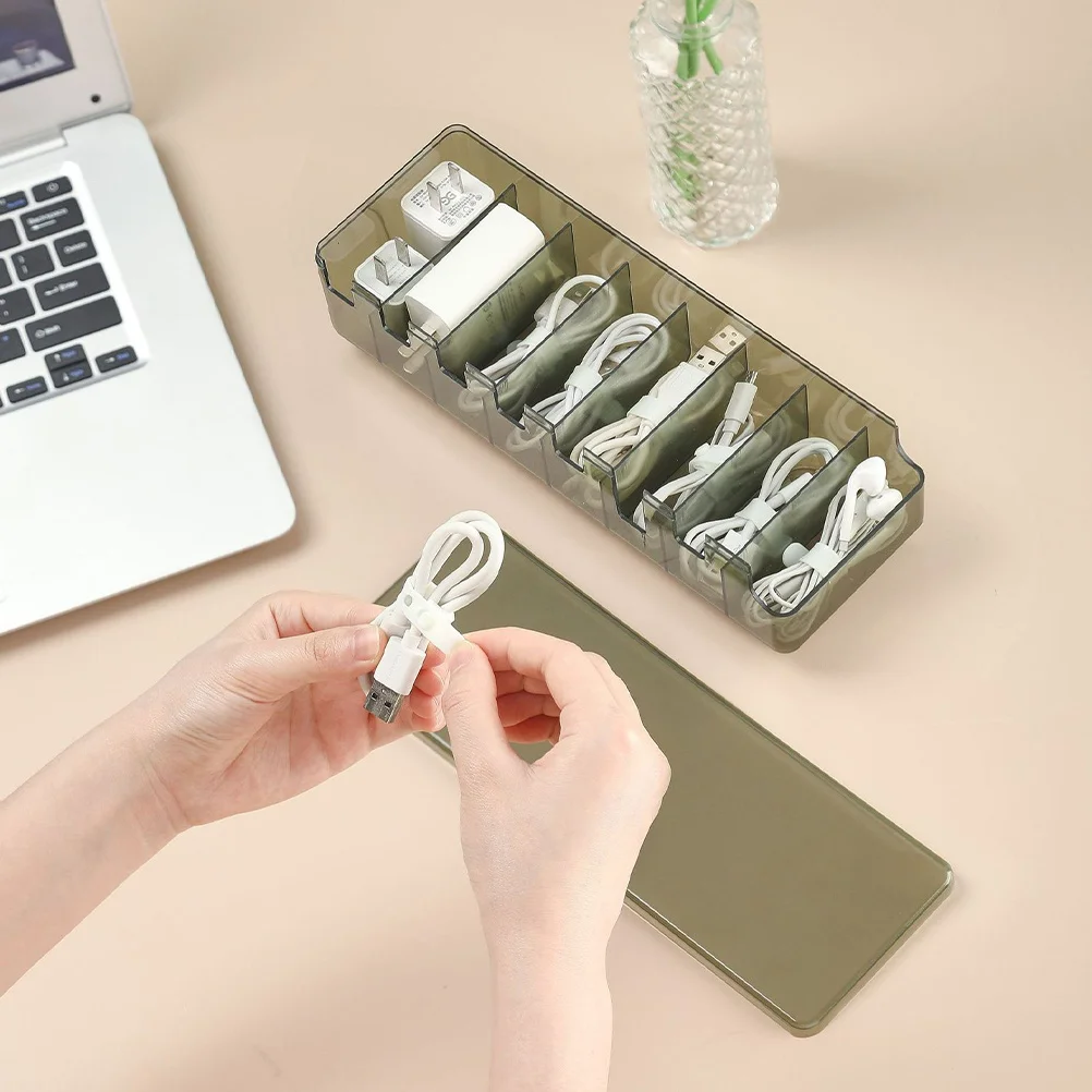 

Cable Management Box 8 Slots Cord Organizer Case Translucent Large Capacity Storage for Cables Chargers Headphones