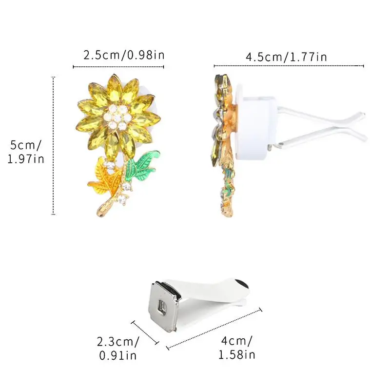 1Pc Imitation Crystal Sunflower Car Air Outlet Aromatherapy Decoration Clip Car Air Conditioning Decoration Clip Car Interior De