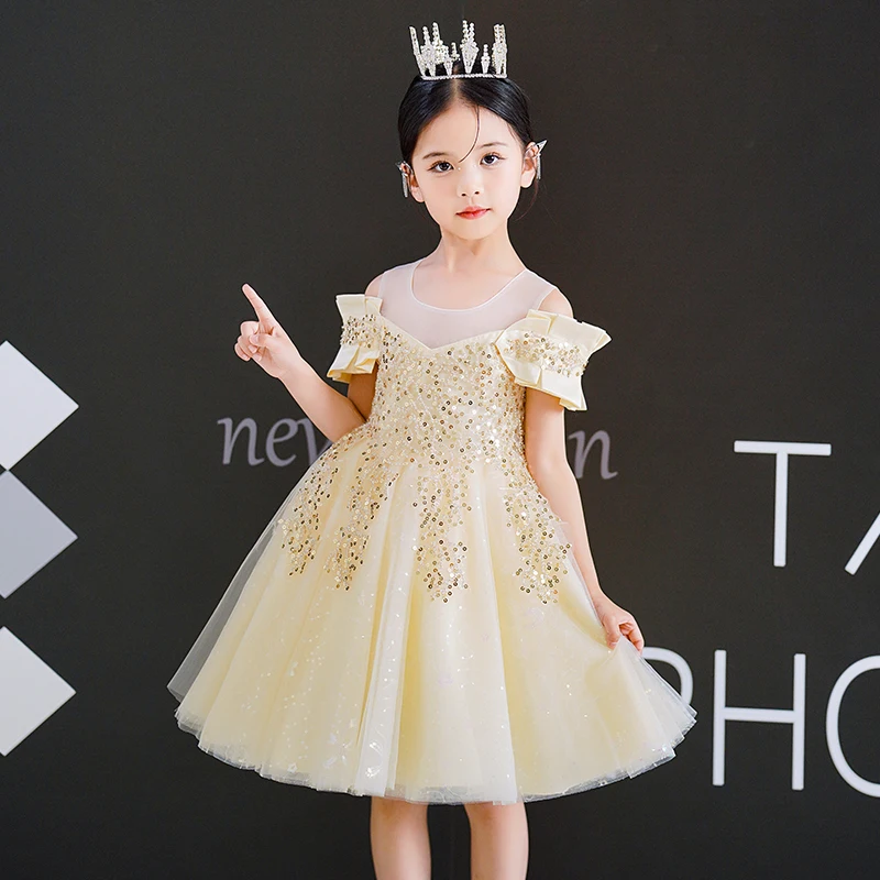 

Elegant Princess Dress Girls 2023 Spring Summer Short Sleeves Clothes Party Evening Costume For 4-14Years Child